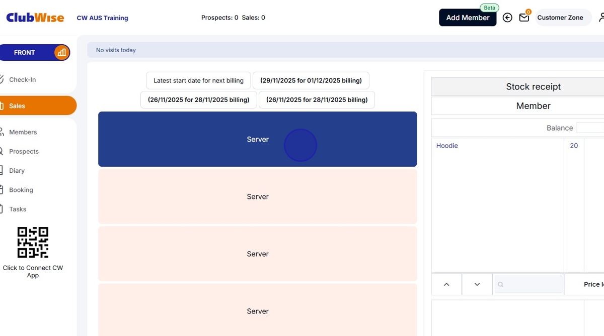Sales - Managing Stock in ClubWise