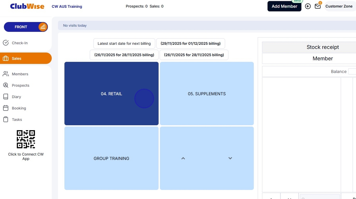 Sales - Managing Stock in ClubWise